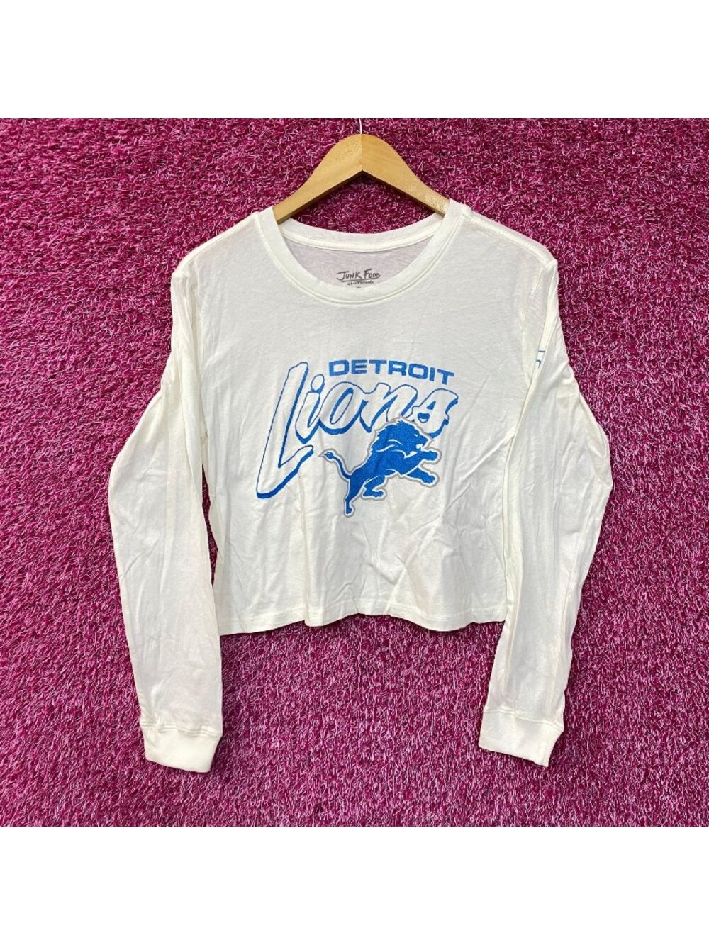 Junk Food NFL Detroit Lions Long Sleeve Cropped T-Shirt XS
